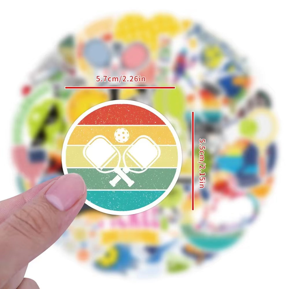 “One More Game” Pickleball Sticker Pack 50 Waterproof Cartoon Stickers