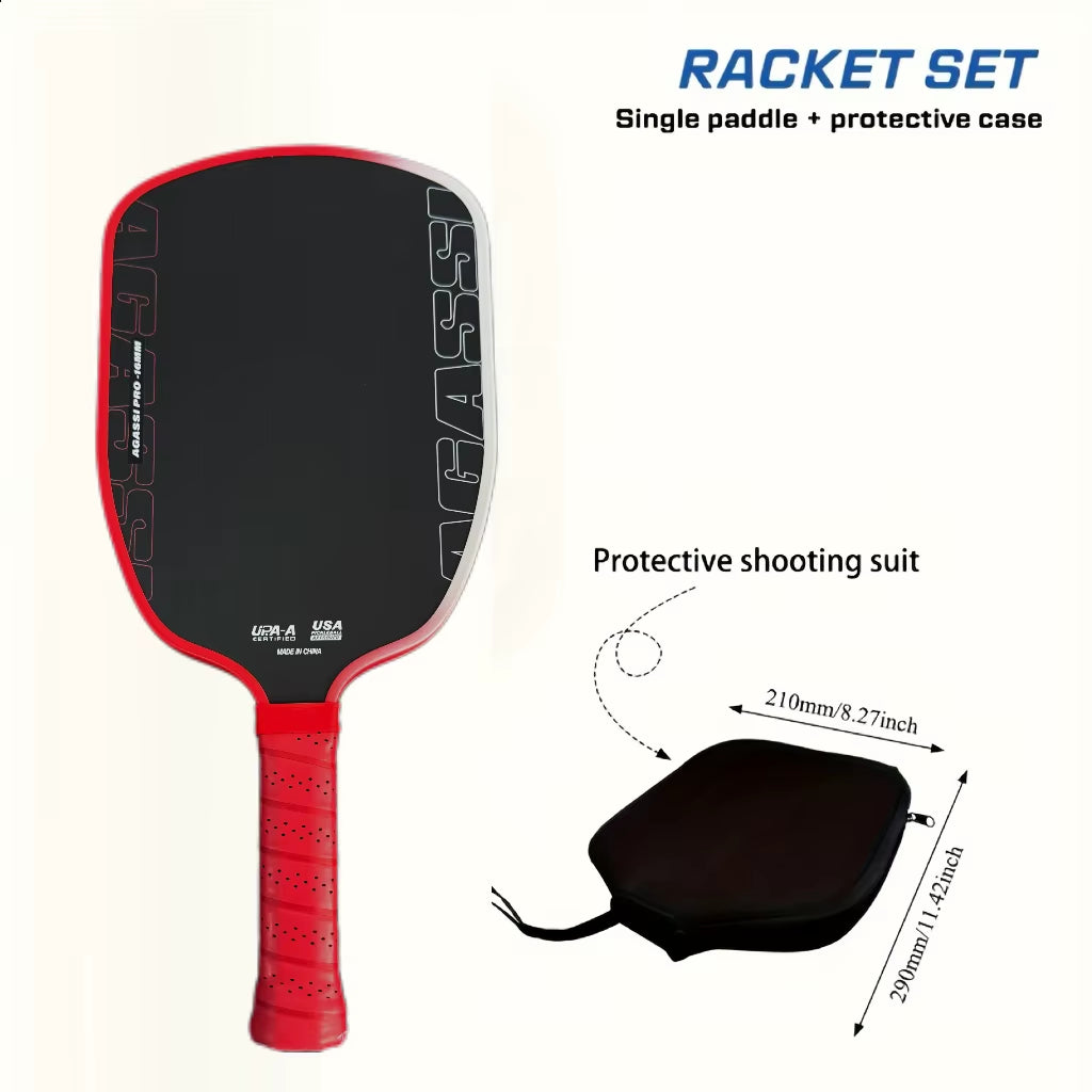 Agassi Pro IV 16mm Pickleball Paddle T700 Carbon Fiber with TFP Foam Core