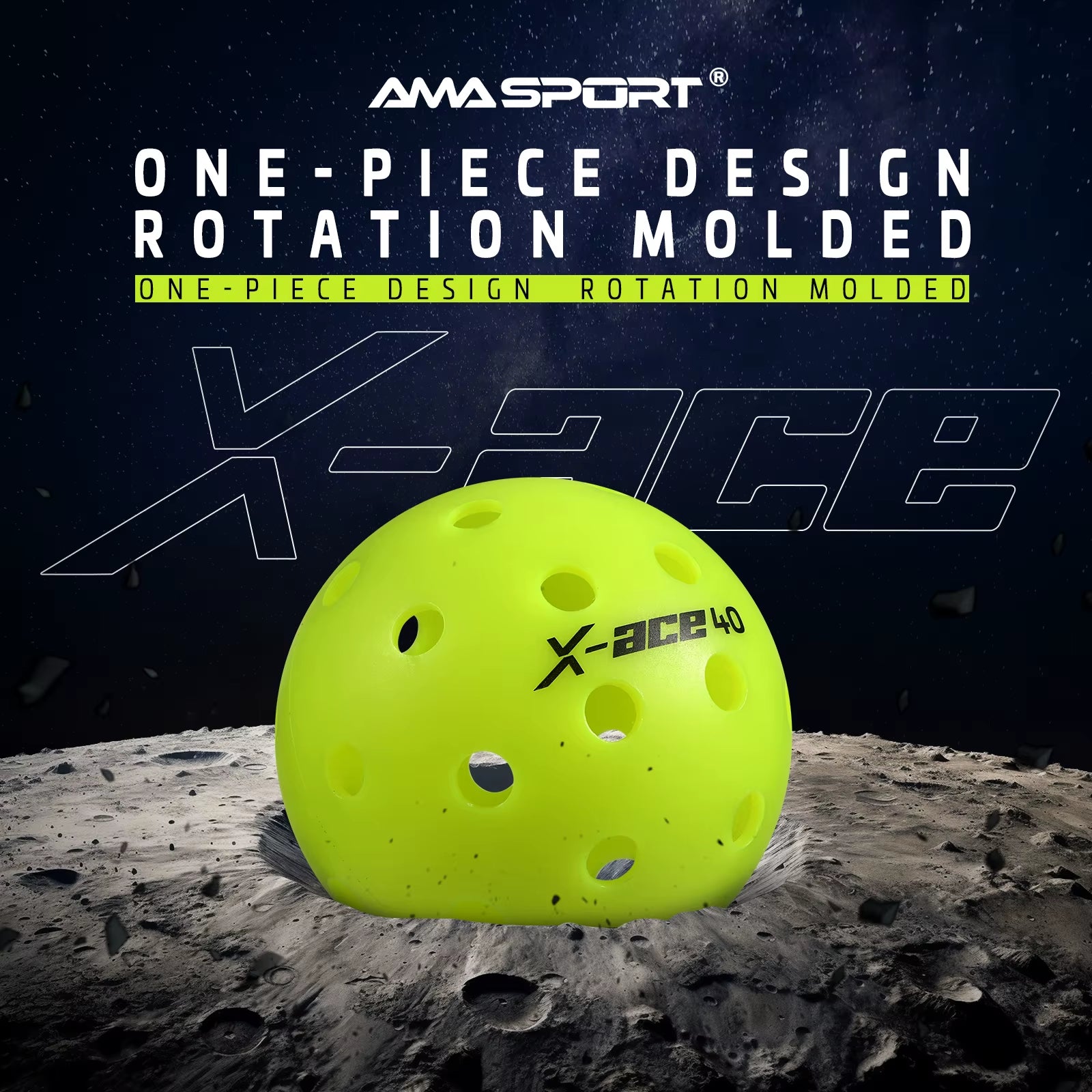 X-ACE Outdoor Pickleballs 40-Hole Crack-Resistant Optic Yellow Performance Balls