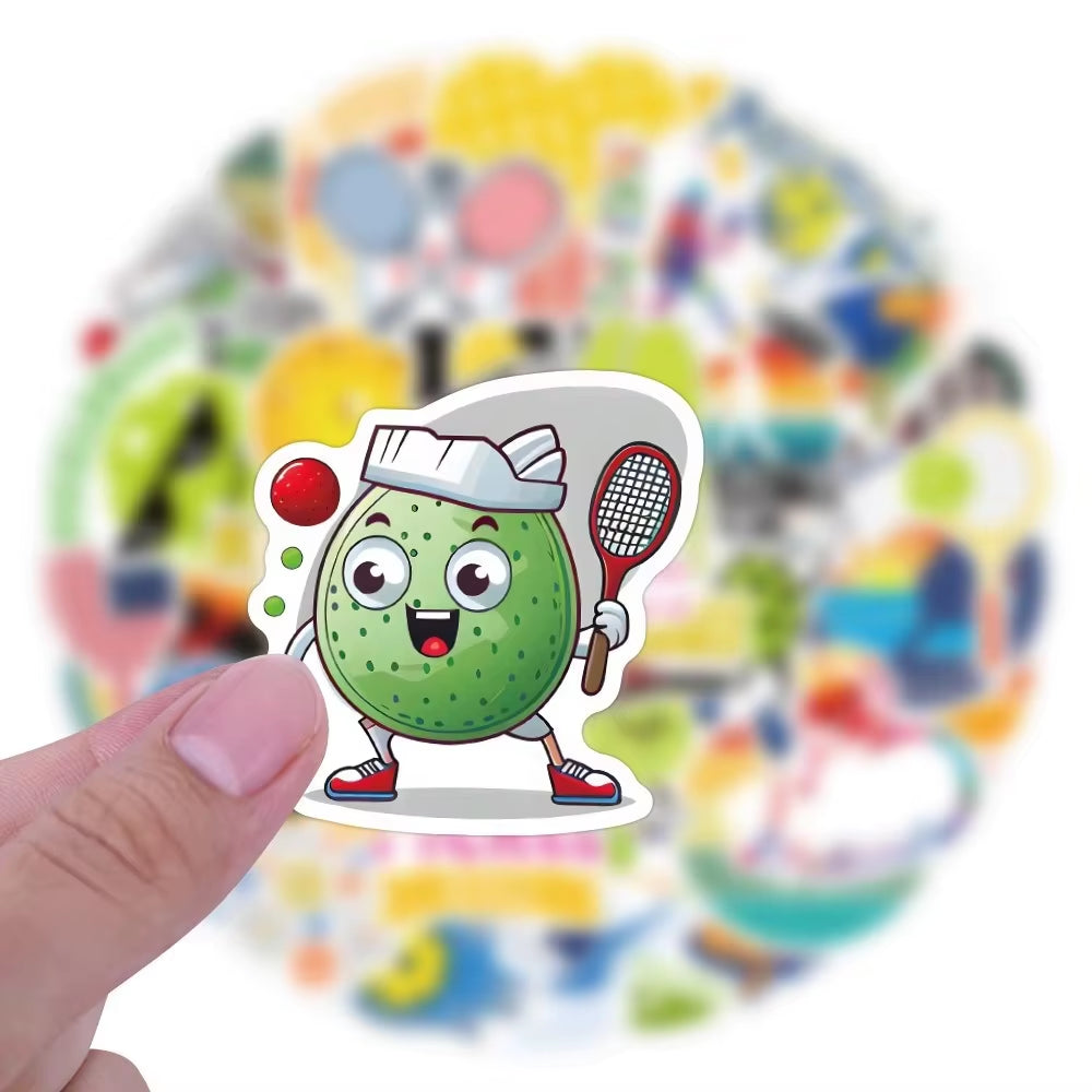 “One More Game” Pickleball Sticker Pack 50 Waterproof Cartoon Stickers