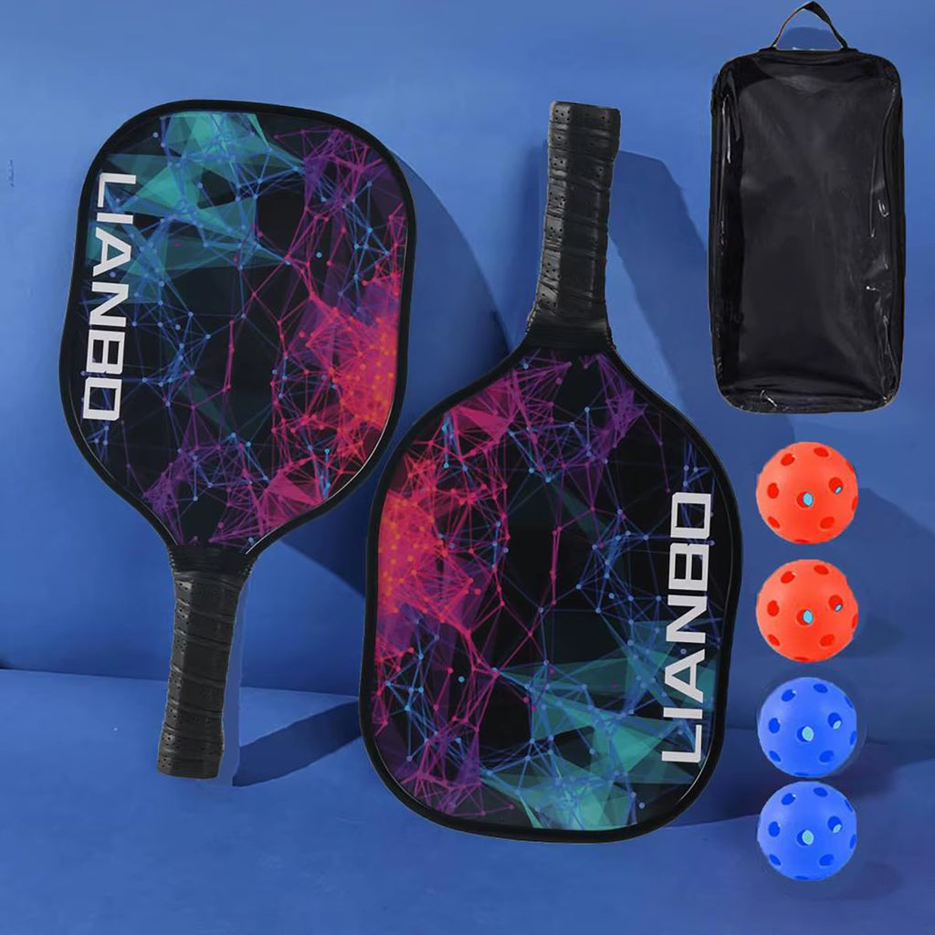 Professional Pickleball Racket Set - Includes 2 Lightweight Paddles and 4 Pickleballs for Beach Tennis