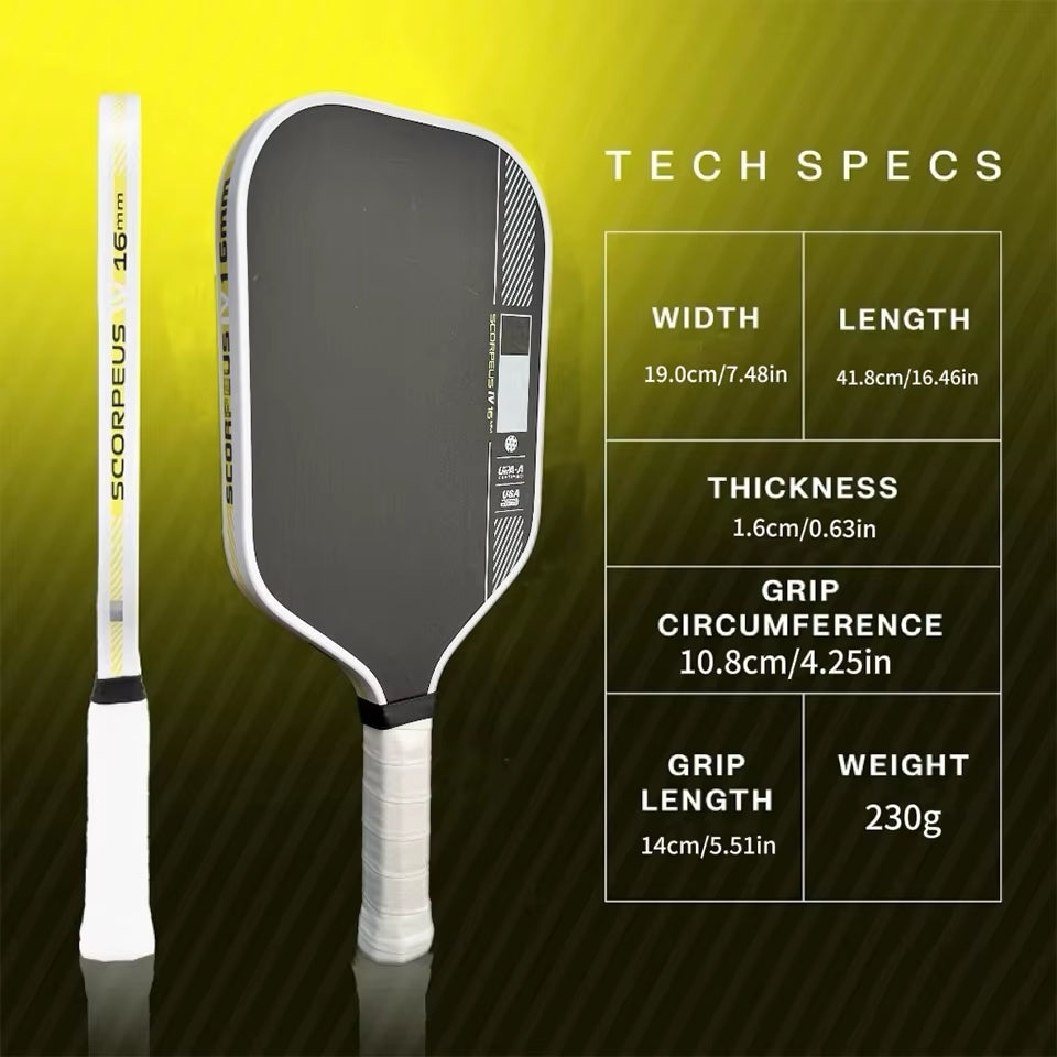 USAPA Approved T700 Carbon Fiber Pickleball Paddle with Honeycomb Core - Professional 16MM Racket for Enhanced Spin and Power