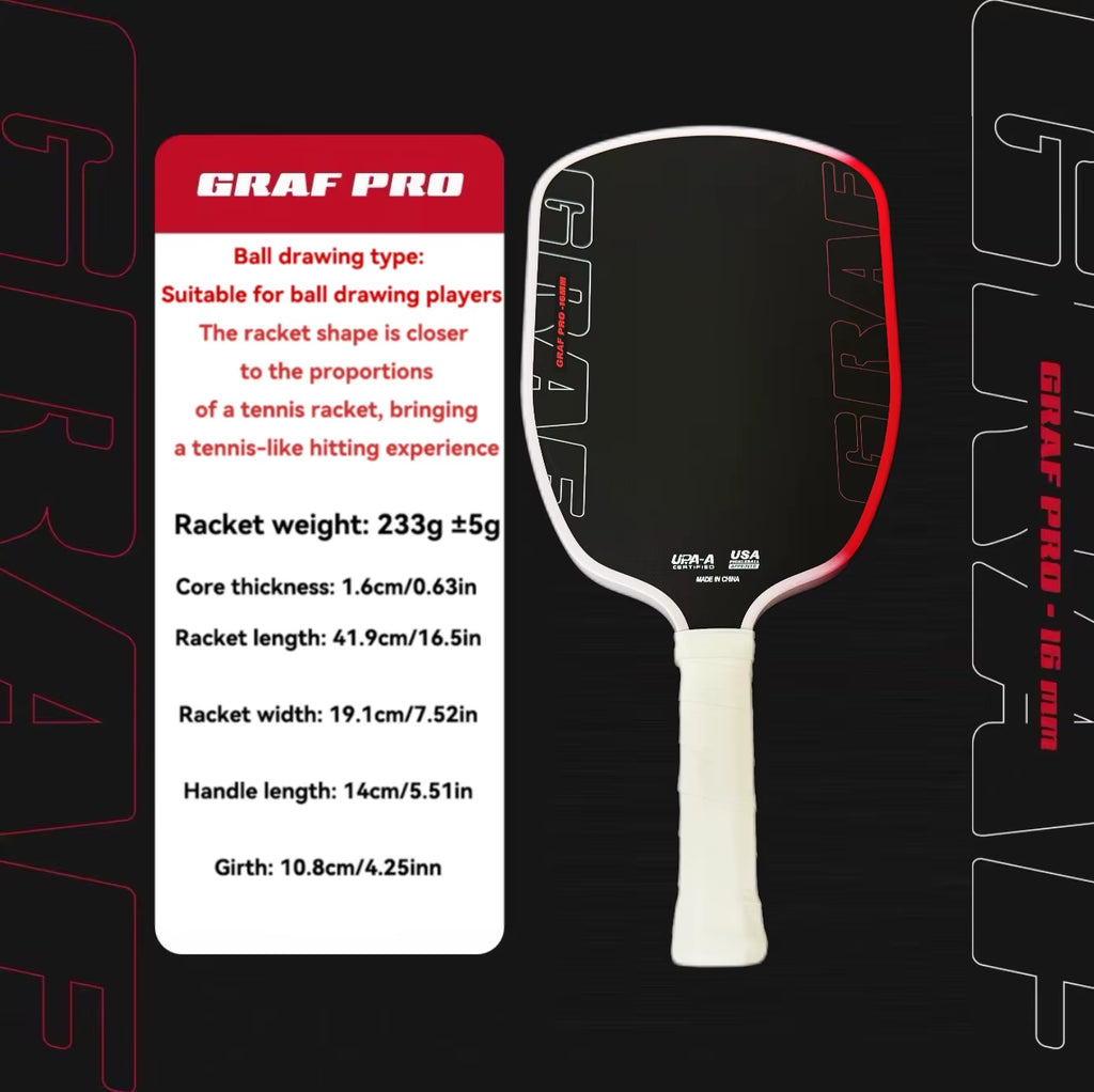 Agassi Pro IV 16mm Pickleball Paddle T700 Carbon Fiber with TFP Foam Core