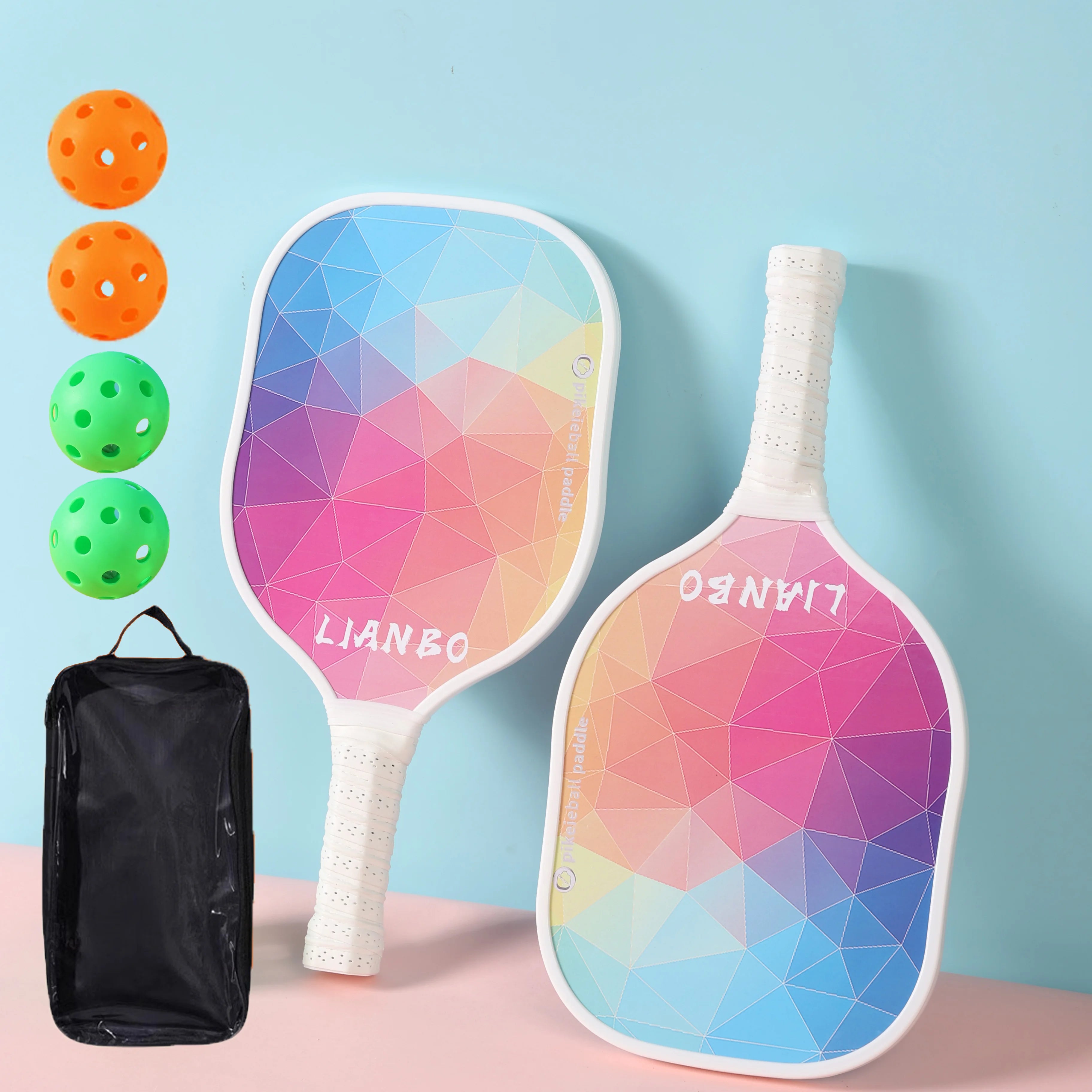 Professional Pickleball Racket Set - Includes 2 Lightweight Paddles and 4 Pickleballs for Beach Tennis